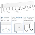 Wall-mounted wooden belt rack, 2-pack, holds 24 belts, 180° swivel, white.